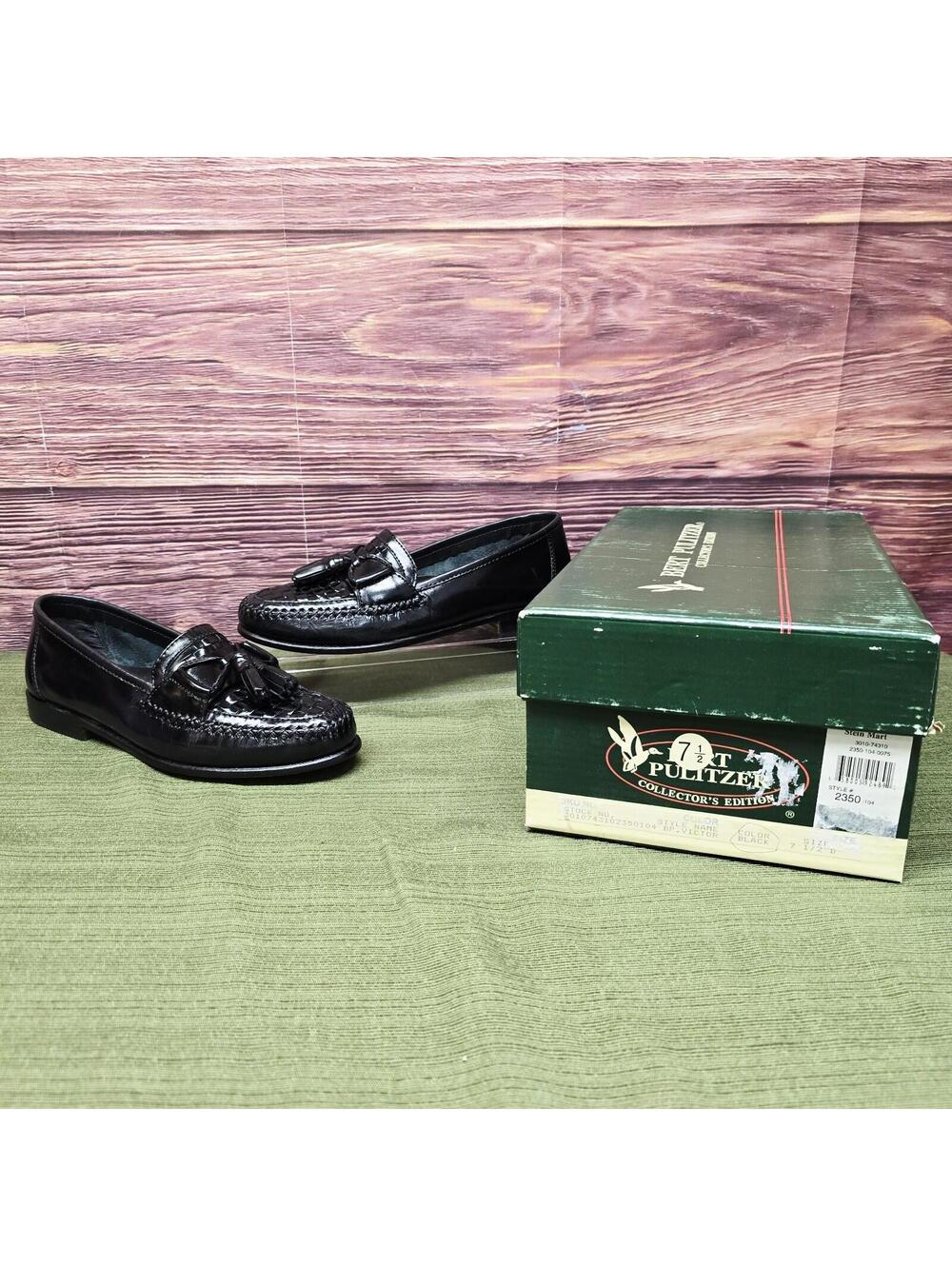 Bert Pulitzer BP Victor Mens Tassel Loafers 7.5D Black Woven Leather NIB